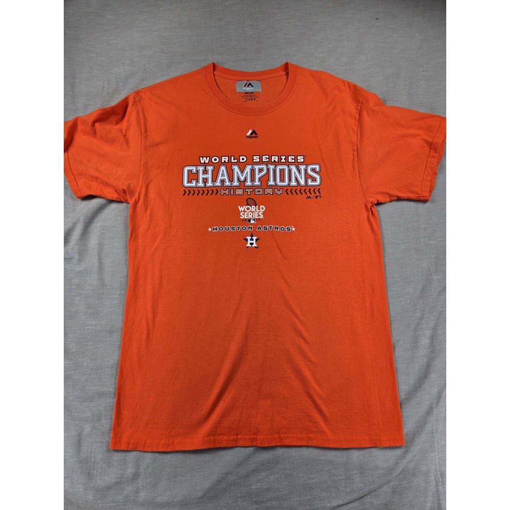 Majestic Mens Houston Astros 2017 World Series Champions‎ Orange Graphic Shirt L